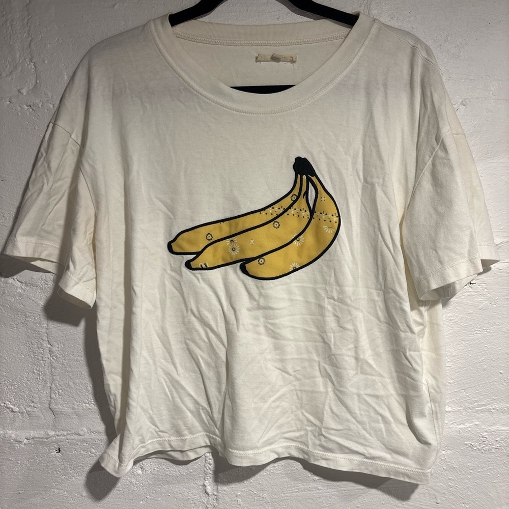 Madewell White Tee with Yellow Banana Graphic